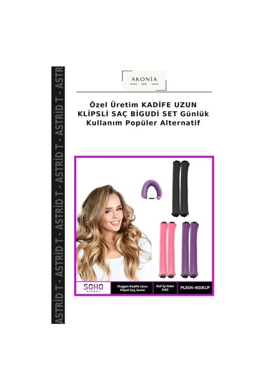 Özel Üretim Kadife Uzun Klipsli Saç Bigudi Set Günlük Kullanım Popüler Alternatif Çok Renkli