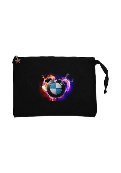 BMW Heart Colorful Logo Siyah Clutch Astarlı Cüzdan / El Çantası Siyah