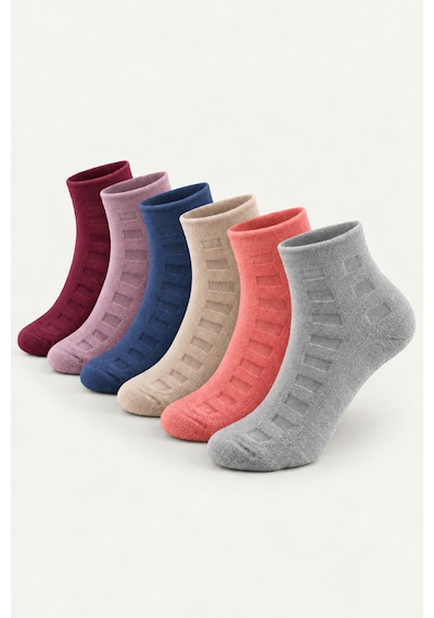 Socketta Kadın Yumuşak Dokulu Desenli Bambu Havlu Patik Çorap 6 Farklı Renkli Premium Set Bordo-lacivert-violet-bej-coral-gri Socketta Kadın Yumuşak Dokulu Desenli Bambu Havlu Patik Çorap 6 Farklı Renkli Premium Set Bordo-lacivert-violet-bej-coral-gri