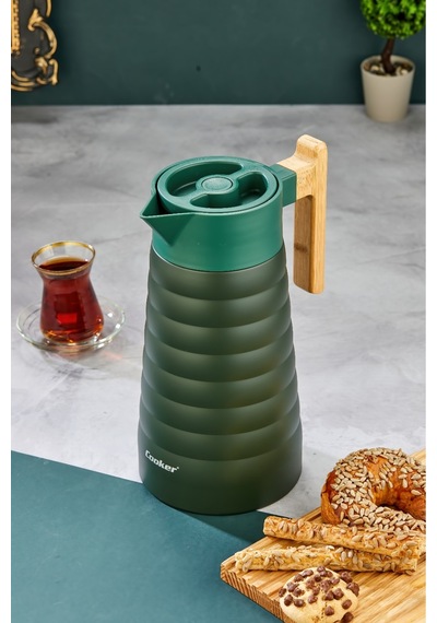Cooker Colorstay Bamboopour 2 Litre Paslanmaz Çelik Bambu Saplı Termos Ckr2096 Yeşil