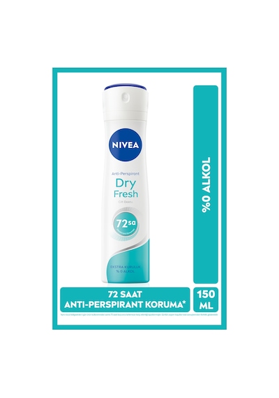 Kadın Sprey Deodorant Dry Fresh 150ml,72 Saat Terleme Ve Ter Kokusu Karşıtı, Alkolsüz,ekstra Kuruluk