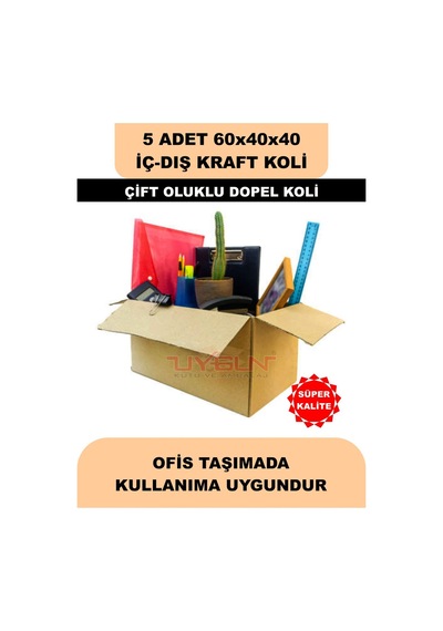 5 Adet 60x40x40 Ev Taşıma Kolisi, Çeyiz Kolisi, Boş Koli, Çift Oluklu Ksssk Dopel