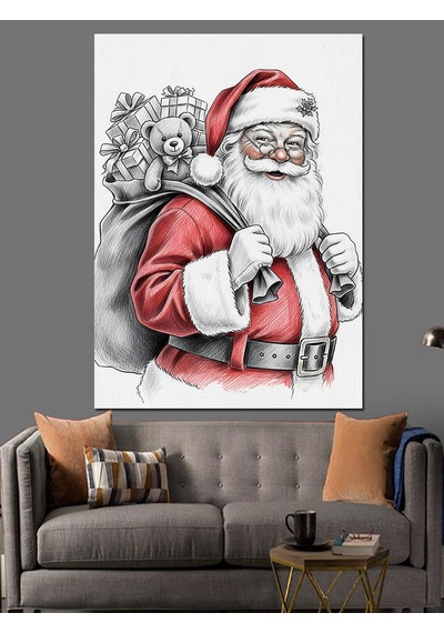 Ahşap Tablo Noel Baba Hediye Çuvalı