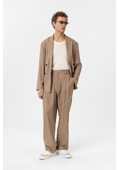 Antioch Relax Fit Diagonel İnce Erkek Blazer Ceket Vizon