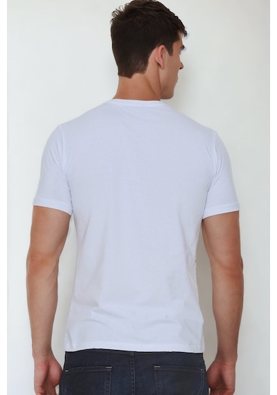 T9568 Dewberry V Yaka Erkek T-shırt-beyaz