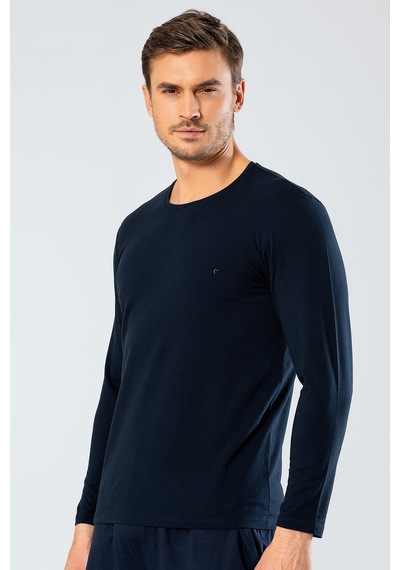 Cacharel 1333 Erkek O Yaka Uzun Kollu T-shirt - Lacivert Lacivert