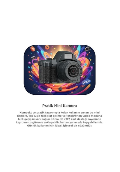 Dijital Fotoğraf Makineleri Video Mini Kamera 2k Video 128gb Destekli Cmr42 Siyah