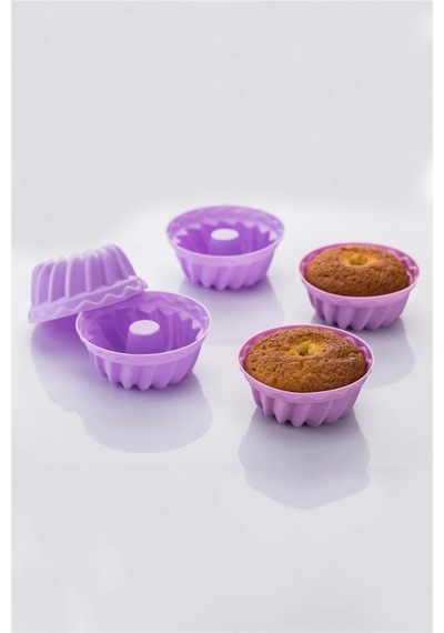 6'lı Silikon Mini Muffin Kalıbı, Kek Kalıbı Silikon Turuncu Diğer