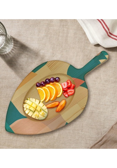 Bk Gift Modern Art Tasarımlı Yaprak Şeklinde Doğal Ahşap Servis Ve Sunum Tabağı Model 9