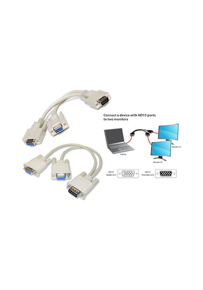 Vga To 2 Vga Çoğaltici Çoklayici Y  Kablo