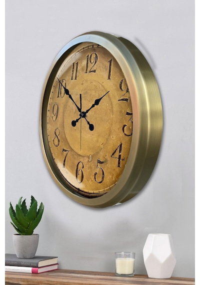 Bronz Nostalji 52 Cm Metal Eskitme Duvar Saati
