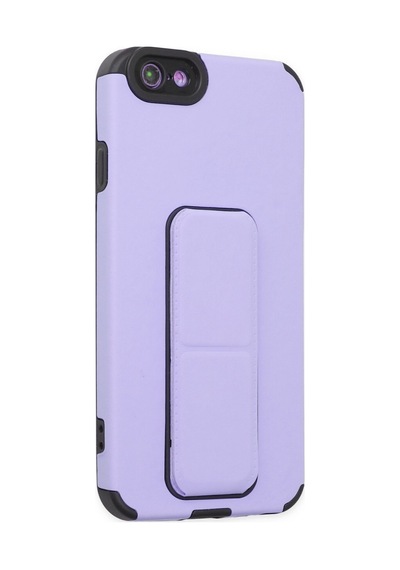 Apple iPhone Uyumlu  6 Kılıf Mega Standlı Silikon - Lila