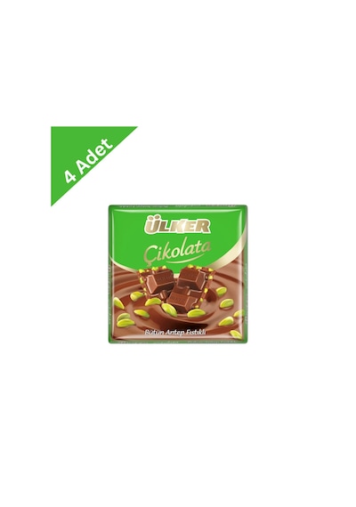 Ülker Antep Fıstıklı Kare Çikolata 65 G X 4 Adet - Bol Fıstıklı Klasik