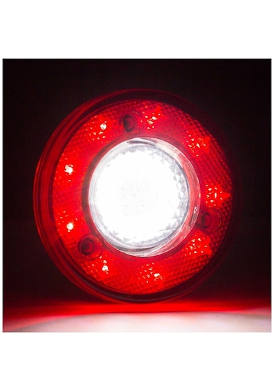 Ahmet Otomotiv Yuvarlak Otobüs-minibüs Stop Lambası 19 Led 12/24v Kırmızı/beyaz Uyumlu