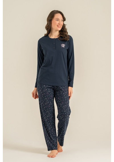 Arnetta Kadın Shine Bright Little Star Lacivert Uzun Kol Pijama Takım Ar3775-s-v2 Ar3775-s-v2