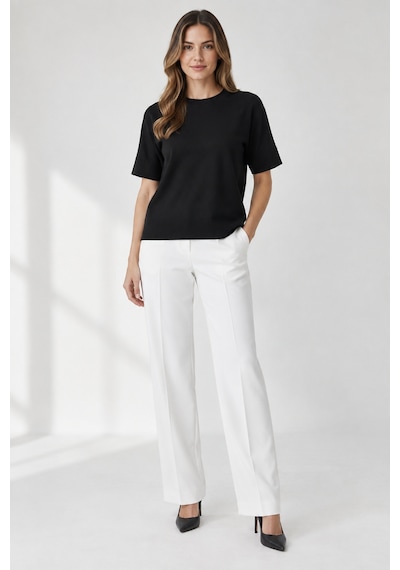 Bihan Store Kadın Triko Yarım Balıkçı Kısa Kol Triko Bluz W27-2719-siyah