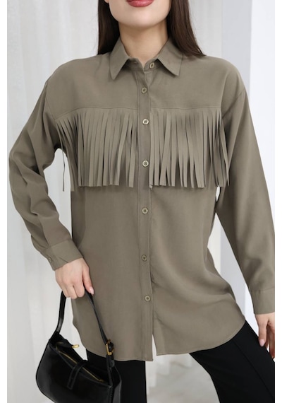 Piove Püskül Detaylı Gömlek Olive Charm MÜRDÜM