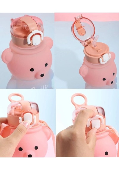Smile Ayıcık Model Öğrenci Su Matarası Öğrenci Su Şişesi Suluk 800 Ml Bpa Içermez Matara Suluk Turun Diğer