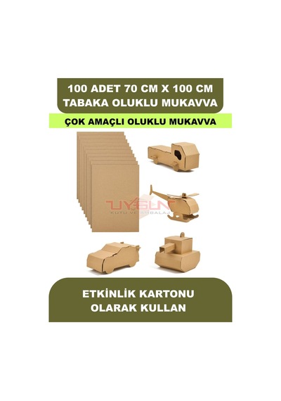 100 Adet 70cm X 100cm Baskısız Tabaka Oluklu Mukavva, Çocuk Etkinlik Kartonu, Maket Kartonu, Kargo Kartonu