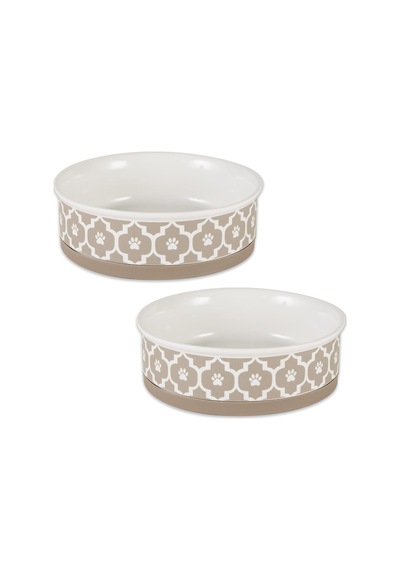 Lattice Collection Evcil Hayvan Kasesi Ve Kutu, Büyük Set, 7,5 X 2,4, Taş, 2 Parça Beyaz - Çok Renkli