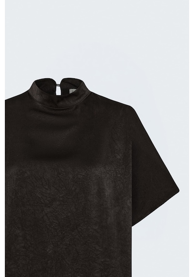 Sateen Yarasa Kol Bluz - Kahve-137893