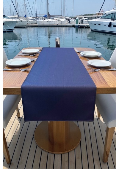 Marin Masa Örtüsü Runner 145x40 Su Geçirmez Outdoor Keten Tekne Bahçe Salon Mutfak Lacivert