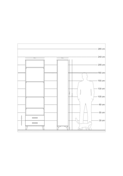 Arges Dolap 5 Raflı 2 Çekmeceli 60x30x221 Çam-çam Çam