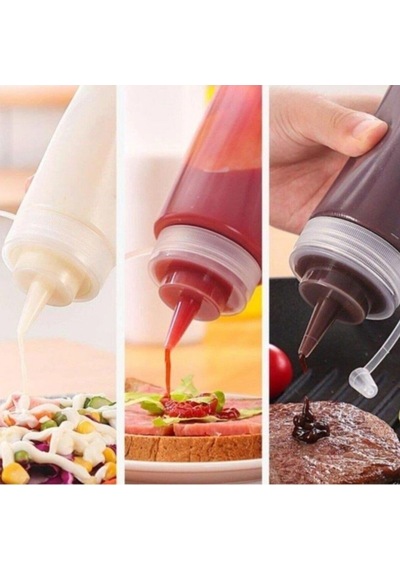 Yağdanlık 400 Ml Kapaklı Sızdırmaz Yağlık Sosluk Şişesi Plastik Şeffaf 12 Izgara