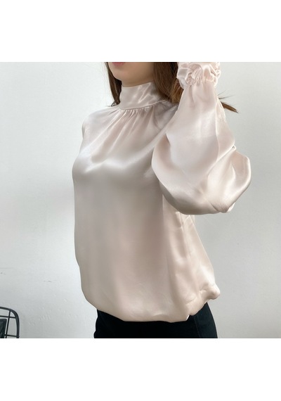 Mois Atelier Pudra Saten Bluz, Tasarım, Hediye, Büyük Beden, Tesettür Pudra