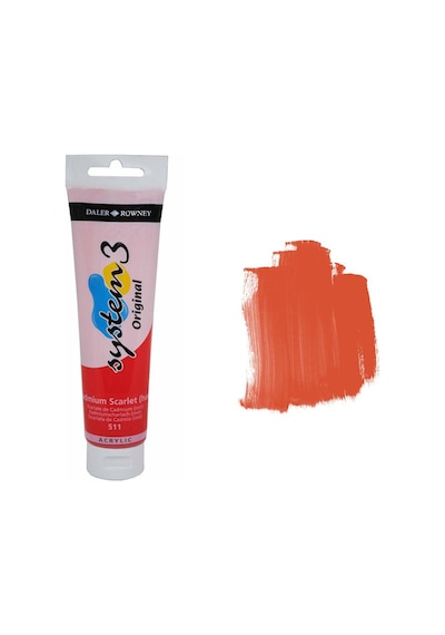 Daler Rowney System 3 Akrilik Boya 150Ml 511 Cadmium Scarlet Hue