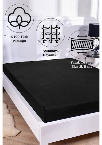 Aç-tak Lastikli Tek Kişilik Çarşaf 160x200+30 Cm Polycotton Matriss Serisi Antrasit