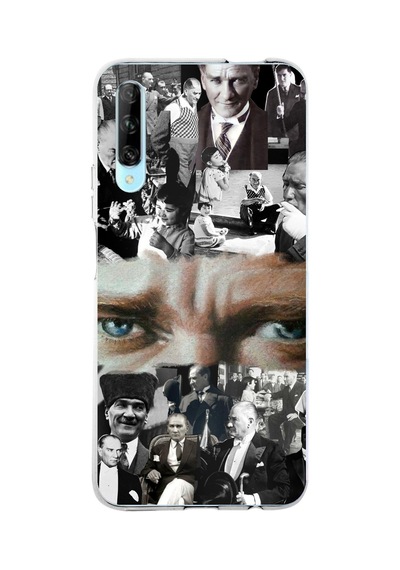 Huawei P Smart Pro Uyumlu Atatürk Renkli Kolaj Gözler Baskılı Silikon Kılıf