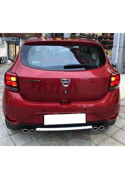 Dacia Sandero Sarı Difüzör Çiftli Yuvarlak Egzoz Görünümlü D Tip Difizör Uyumlu