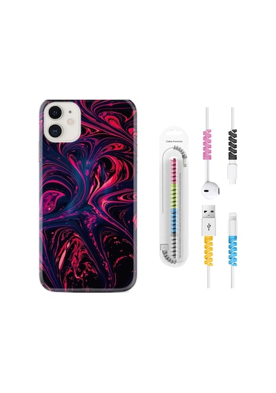 Apple Uyumlu iPhone 13 Kılıf Kablo Koruyuculu Red Damage 1682