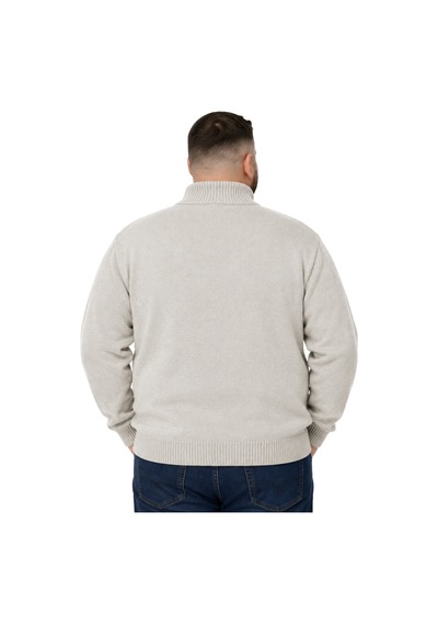 Battalmoda Erkek Büyük Beden Koyu Bej Hattush Fermuarlı Dik Yaka Triko Kazak 3xl-4xl-5xl-6xl