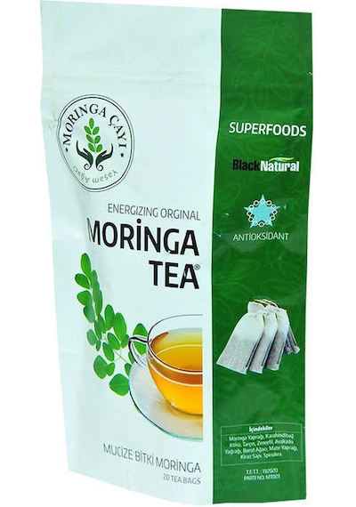 Black Natural Moringa Bitki Süzen Poşet Çay 20'li