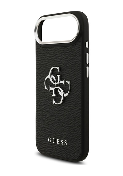 Apple Uyumlu iPhone 17 Air Kılıf Guess Lisanslı Pu Deri 4g Büyük Metal Logo Dizaynlı Kapak Siyah