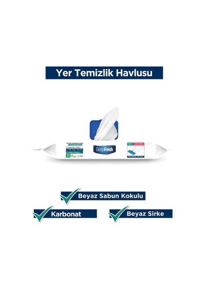 Mop Uyumlu İz Bırakmaz Yer Temizleme Havlusu 50 Yaprak Tek Renk