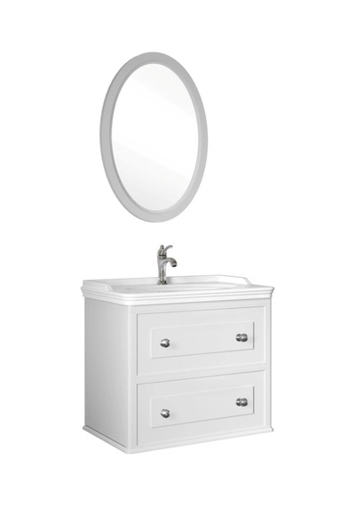 Kale Miro 80 Cm Mat Beyaz Banyo Dolabı Takımı