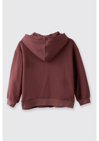 Panço Kız Çocuk Fermuarlı Bordo Sweatshirt Kırmızı