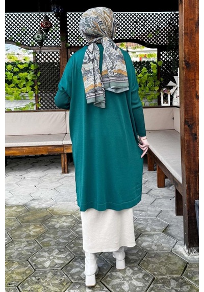 Rabia Şamlı Sevda Triko Tunik Zümrüt Normal