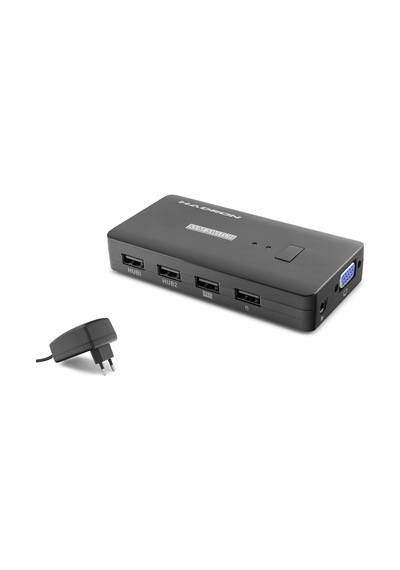 Hadron Hdx1374 Vga Usb Kvm Switch 2 Port Vga 4 Port Usb Dahili Kablolu - Siyah