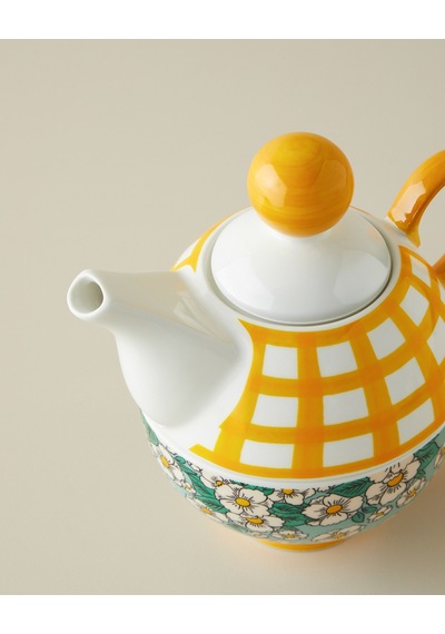 Country Whisper New Bone China Demlik Seti 380 260 Ml Yeşil-sarı