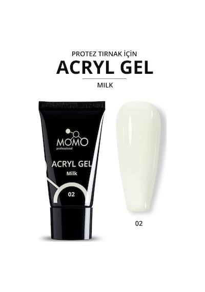 Momo Professional Protez Tırnak İçin Poly Gel Poli Jel Acryl Gel No.02 Süt Beyazı 30 Gr