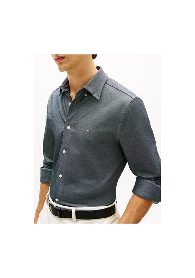 Tommy Hilfiger Performance Pıque Oxford Erkek Mavi Uk Gömlek - Mw0mw41781