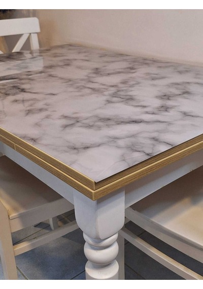 Kalın Pvc Masa Koruyucu 1.2 Mm Mika Örtü, 80 Cm En, Mermer Desen 32pvc-mrm11 Gri