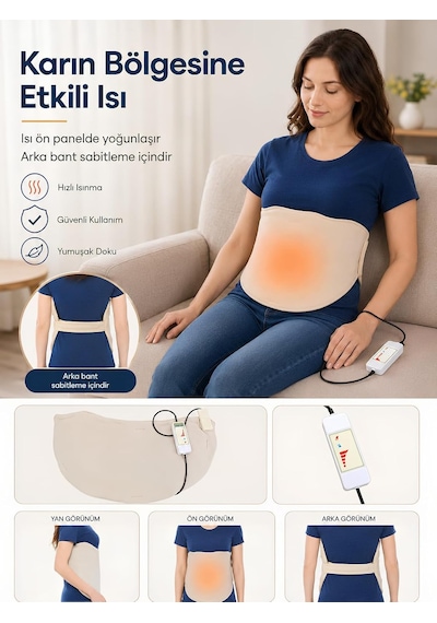 Omak 220v Elektrikli Giyilebilir Bel Ve Karın Isıtıcı Medikal Minder Ev Ofis Bölgesel Isıtma Kemeri Dijital Krem R