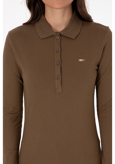 U.S. Polo Assn. Kadın Haki Basic Polo Yaka Sweatshırt 50313593-VR027