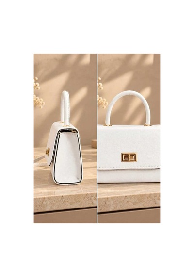 Names Bag Aura-gold Kilitli Tek Saplı Kadın Mini El Ve Omuz Çantası Beyaz