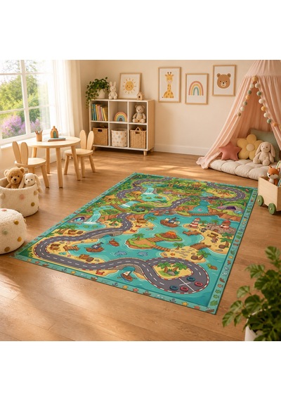 Kartela Halı Korsan Adası Kaymaz Taban Çocuk Oyun Halısı - 60 x 90 CM